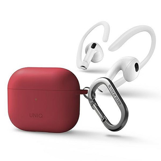 UNIQ tok Nexo AirPods 3 generációhoz + fülakasztók Szilikon vörös/korall