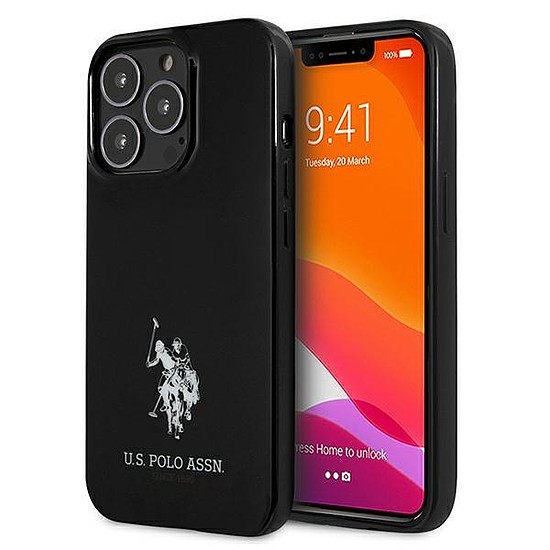 US Polo USHCP13LUMHK iPhone 13 Pro / 13 6.1" fekete/fekete keménytokos Horses logó