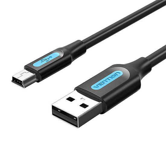 USB 2.0 A - Mini-B kábel Szellőzőnyílás COMBD 0,5 m fekete PVC