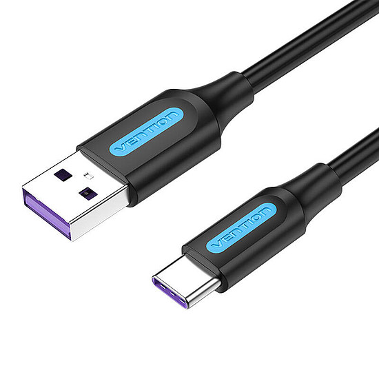 USB 2.0 A - USB-C 5A kábelVention CORBF 1 m fekete PVC