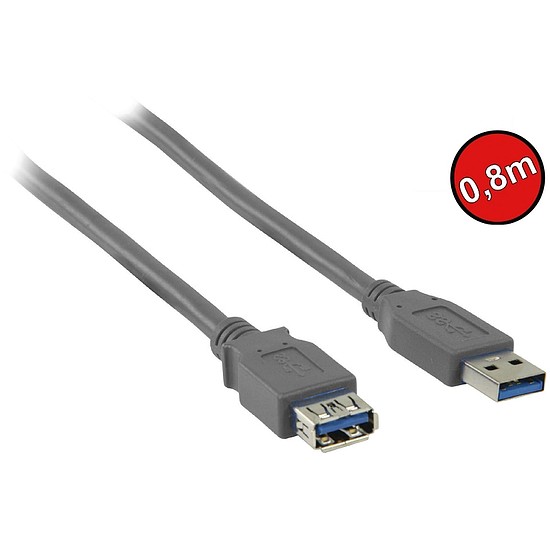 USB 3.0 hosszabbító kábel A-A Male (papa) - Female(mama) 0,8 m S3011