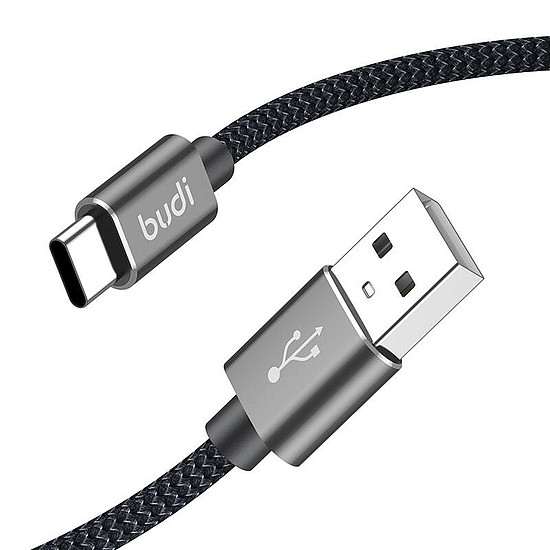 USB-A-USB-C kábel Budi 206T/2M 2,4A 2M fekete