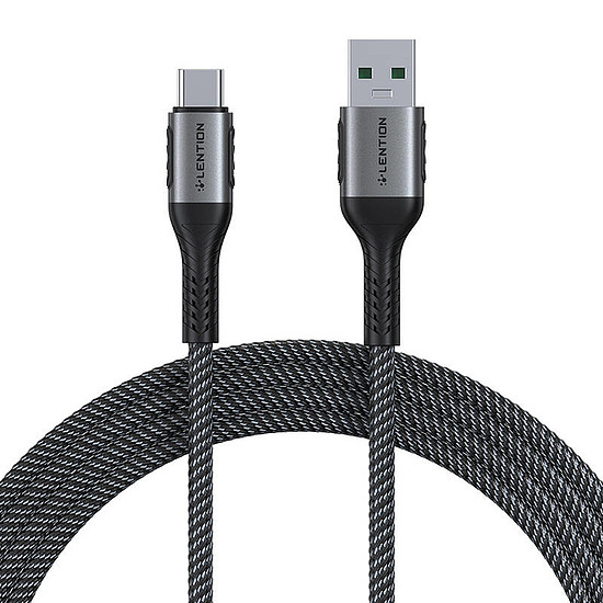 USB-A-USB-C kábel Lention 6A, 1 m fekete (CB-ACE-6A1MGRY-DS12)