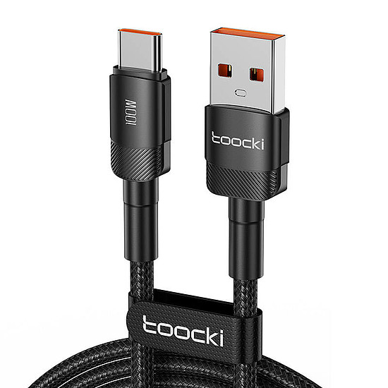 USB-A - USB-C kábel Toocki TXCT-HY01, 1 m, FC 100 W fekete