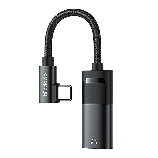 USB-C - AUX mini jack 3,5 mm-es + USB-C adapter, Mcdodo CA-1880, fekete (CA-1880)