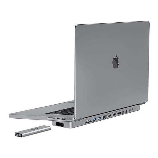 USB-C dokkolóállomás / Hub MacBook Pro 13" / 14" INVZI MagHub 12in2-hez SSD-tálcával, szürke (MH01-13)