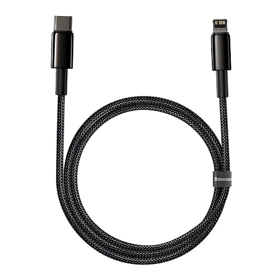 USB-C kábel a Lightning Baseus Tungsten Gold-hoz, 20 W, 5 A, PD, 1 m, fekete (CATLWJ-01)