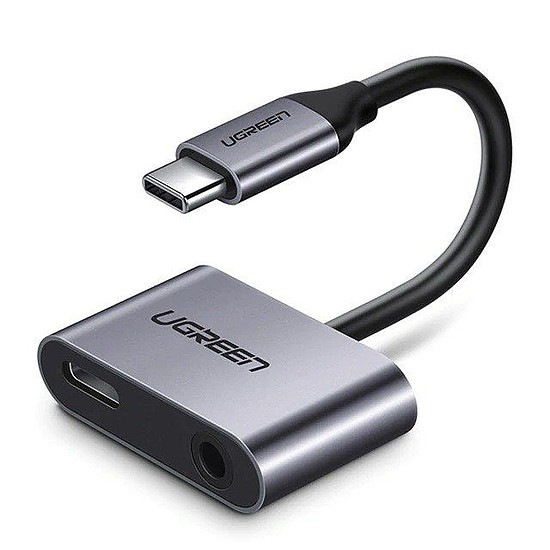 USB-C-USB-C adapter és UGREEN 3,5 mm-es jack csatlakozó, szürke (50596)