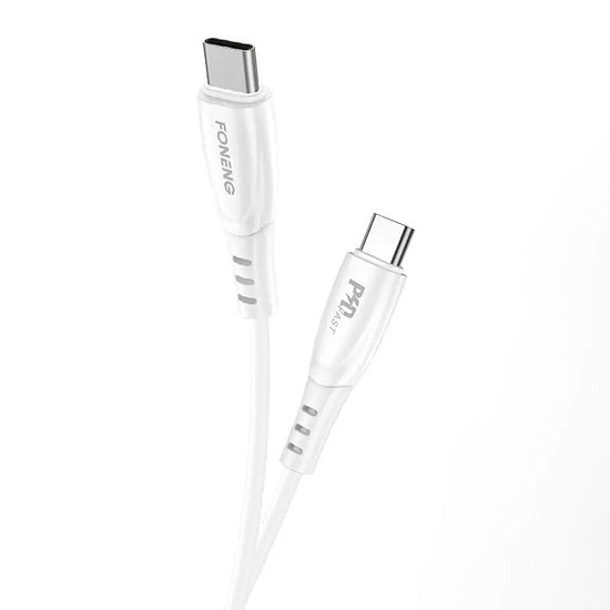 USB-C - USB-C kábel Foneng X73, 60 W, 1 m, fehér (X73 Type-C to Type-C)