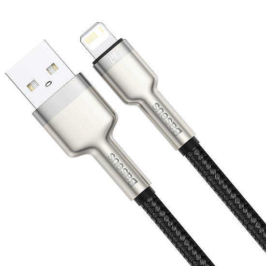 USB-kábel a Lightning Baseus Cafule-hez, 2,4A, 0,25 m, fekete (CALJK-01)