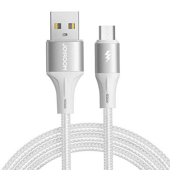 USB-kábel Joyroom Light-Speed USB Micro SA25-AM3-hoz, 3A / 1,2m fehér (SA25-AM3 1.2m white)