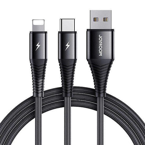 USB-kábel Joyroom S-1230G12 2 az 1-ben USB-C / Lightning 3A 1,2 m, fekete