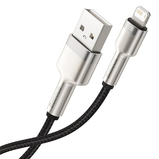 USB-kábel Lightning Baseus Cafule-hez, 2,4A, 2m, fekete (CALJK-B01)