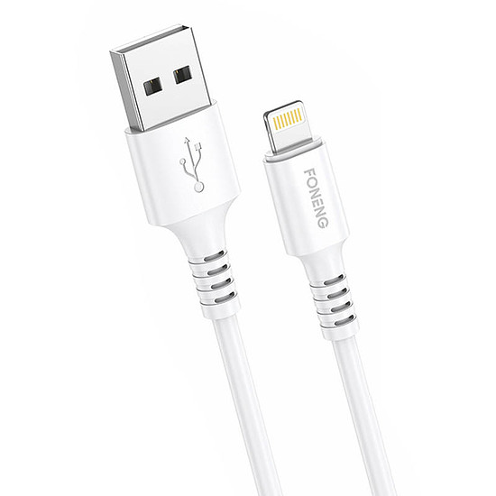 USB kábel Lightning Fonenghez, x85 iPhone 3A gyorstöltés, 1 m, fehér (X85 iPhone)