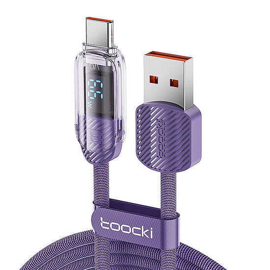 USB-kábel USB-C-hez Toocki TXCTYX05-P, 1m, FC 66W lila