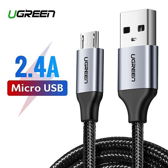 USB-Mikro USB kábel UGREEN QC 3.0 2.4A 1.5m, fekete (60147)