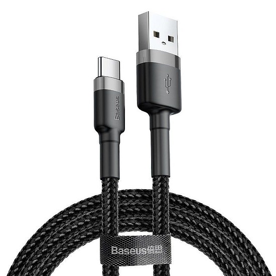 USB-USB-C kábel Baseus Cafule 2A 2m, szürke-fekete (CATKLF-CG1)