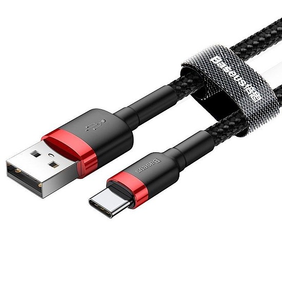 USB-USB-C kábel Baseus Cafule 2A 3m, piros-fekete (CATKLF-U91)