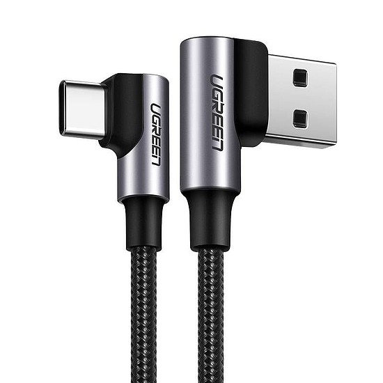 USB-USB-C kábel, ferde UGREEN US176, 3A, 1m, fekete (20856)