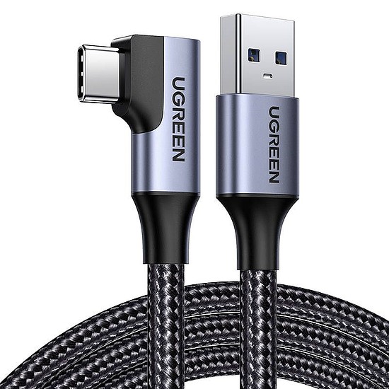 USB-USB-C kábel, ferde UGREEN US385, 3A, 1m, fekete (20299)