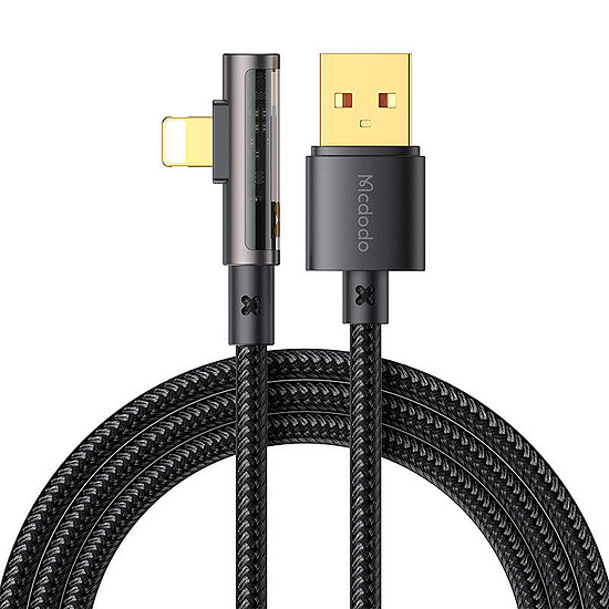 USB-lightning prizma 90 fokos kábel Mcdodo CA-3511, 1,8 m, fekete (CA-3511)