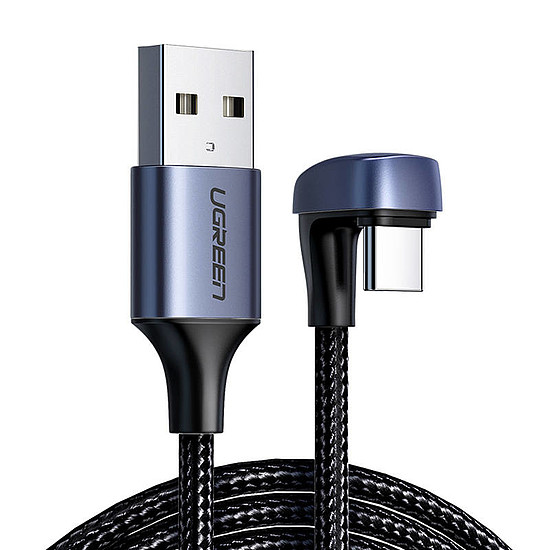 USB2.0 szögkábel USB-C UGREEN 3A dugóhoz, 2 m, fekete (70315)