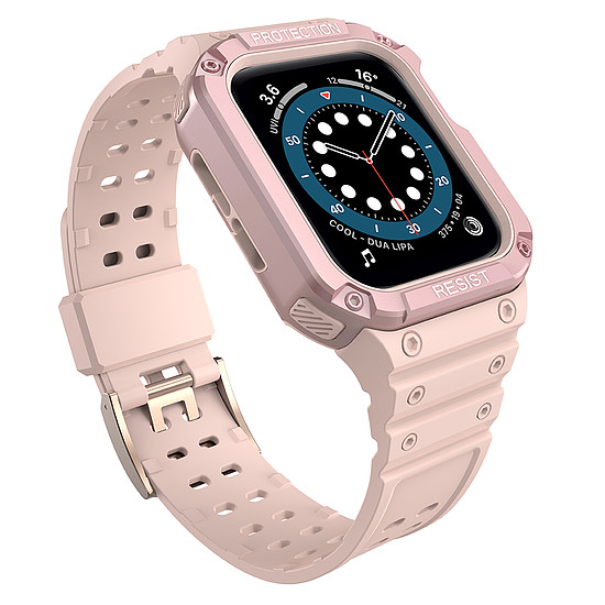 Védőszíj tokkal Apple Watch 7 / SE (45/44 / 42 mm) tok, páncélozott óraburkolat, rózsaszín