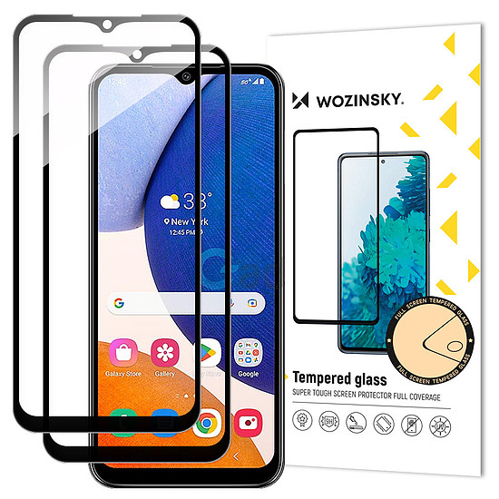 Wozinsky 2x Full Glue edzett üveg Samsung Galaxy A14 5G / A14 9H teljes képernyős edzett üveg fekete kerettel