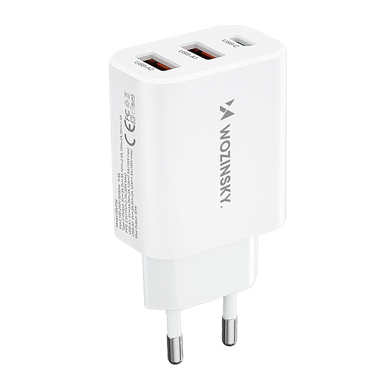 Wozinsky CWCUCW 30W USB-C / 2 x USB-A fali töltő - fehér