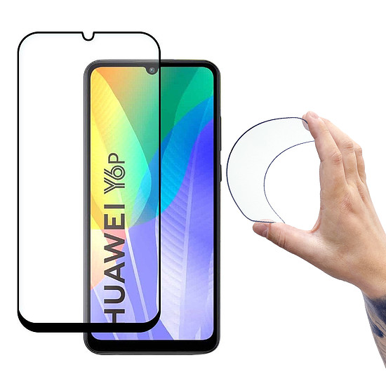 Wozinsky Full Cover Flexi Nano Glass hibrid képernyővédő fólia kerettel Huawei Y6p fekete készülékhez