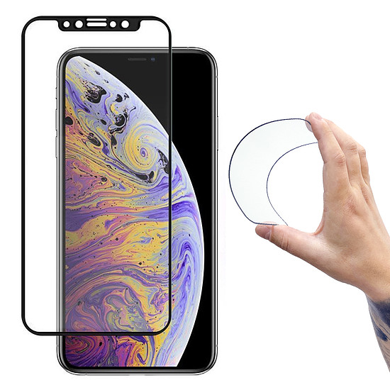 Wozinsky Full Cover Flexi Nano Glass hibrid képernyővédő fólia kerettel iPhone 12 mini fekete készülékhez