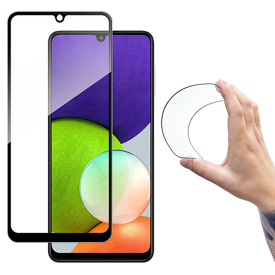 Wozinsky Full Cover Flexi Nano Glass Hybrid képernyővédő fólia kerettel Samsung Galaxy A22 4G fekete