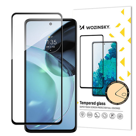 Wozinsky Full Glue edzett üveg edzett üveg Motorola Moto G72 9H teljes képernyővédő fólia fekete kerettel