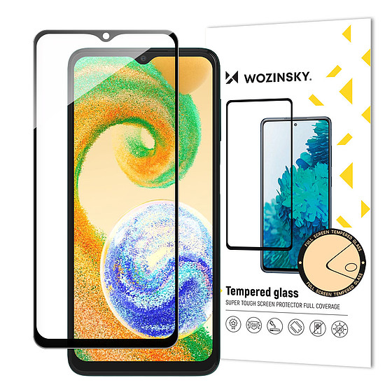 Wozinsky Full Glue edzett üveg edzett üveg Samsung Galaxy A04s 9H teljes képernyővédő fólia fekete kerettel