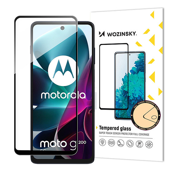 Wozinsky Full Glue edzett üveg Motorola Moto G200 5G 9H teljes képernyős edzett üveg fekete kerettel