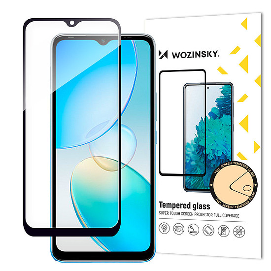 Wozinsky Full Glue Infinix Hot 12i teljes képernyős edzett üveg, fekete kerettel (tokbarát)