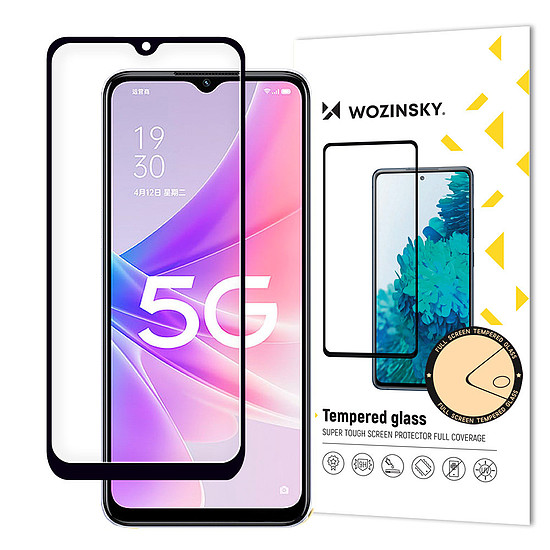 Wozinsky Full Glue Tempered Glass Oppo A77 4G / A57 4G / A57s / A57e teljes képernyő fekete kerettel (tokbarát)