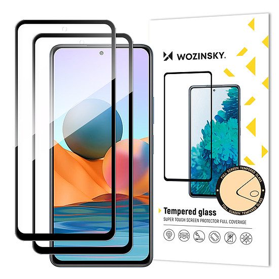 Wozinsky készlet 2x szuper tartós ragasztós teljes képernyős edzett üvegből, kerettel, tokkal barátságos Xiaomi Redmi Note 12 Pro+ / Note 12 Pro / Note 12 5G / Note 12 / Xiaomi Redmi Note 10 Pro feket