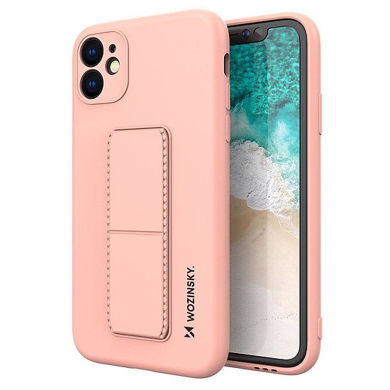 Wozinsky Kickstand Case iPhone 11 Pro Max rózsaszín szilikon tok állvánnyal