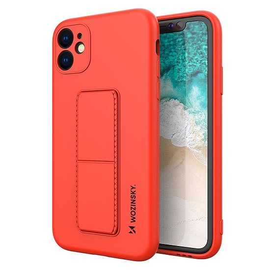 Wozinsky Kickstand Case szilikon tok állvánnyal iPhone 11 Pro Max piros