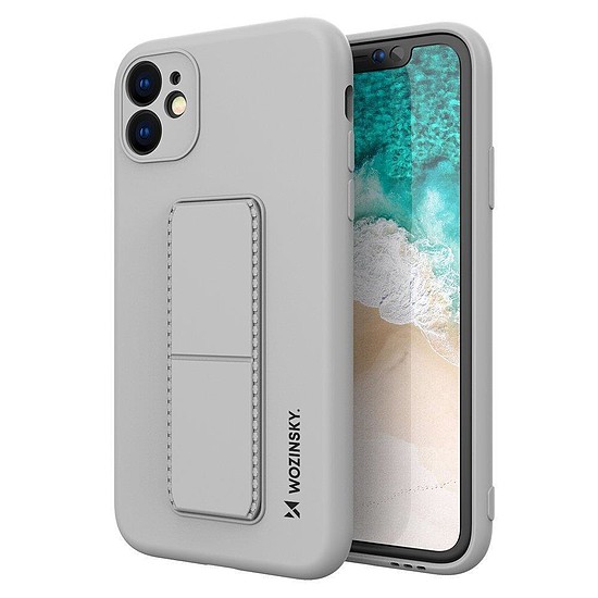 Wozinsky Kickstand Case szilikon tok iPhone 12-hez szürke