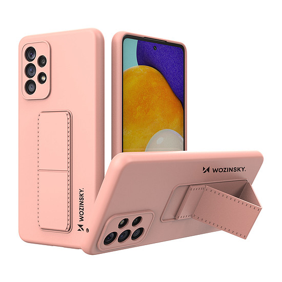 Wozinsky Kickstand tok szilikon állványvédő Samsung Galaxy A73 Pink telefonhoz