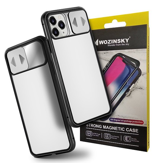 Wozinsky Magnetic Cam Slider Case Full Body Cover beépített elülső üveglencse rotor Huawei P40 fekete