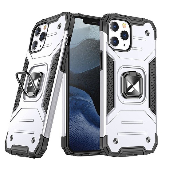 Wozinsky Ring Armor Case Kickstand kemény, masszív burkolat iPhone 13 ezüsthöz