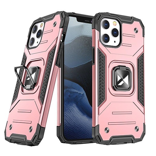 Wozinsky Ring Armor Case Kickstand kemény, masszív burkolat iPhone 13 rózsaszín aranyhoz