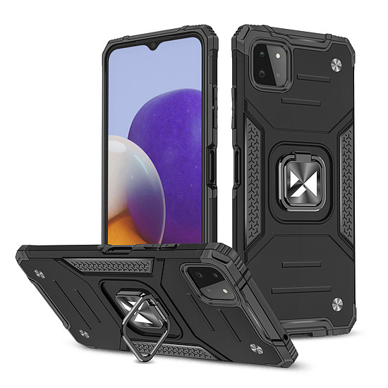 Wozinsky Ring Armor Case Kickstand strapabíró burkolat Samsung Galaxy A22 4G fekete