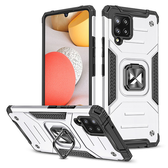 Wozinsky Ring Armor Case Kickstand strapabíró burkolat Samsung Galaxy A42 5G ezüst