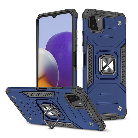 Wozinsky Ring Armor Case Kickstand Tough Rugged Cover Samsung Galaxy A22 4G kék