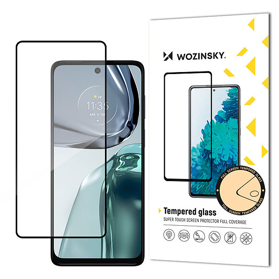 Wozinsky Super Durable Full Glue edzett üveg teljes képernyős tokkal-barát Motorola Moto G62 fekete