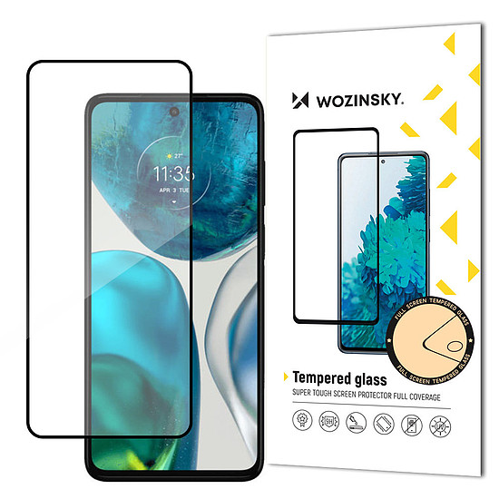 Wozinsky Super Durable Full Glue edzett üveg teljes képernyős tokkal-barát Motorola Moto G52 fekete